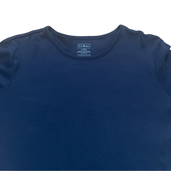 L.L. Bean Long Sleeve Crewneck Supima Cotton Tee Navy Large - Picture 3 of 6